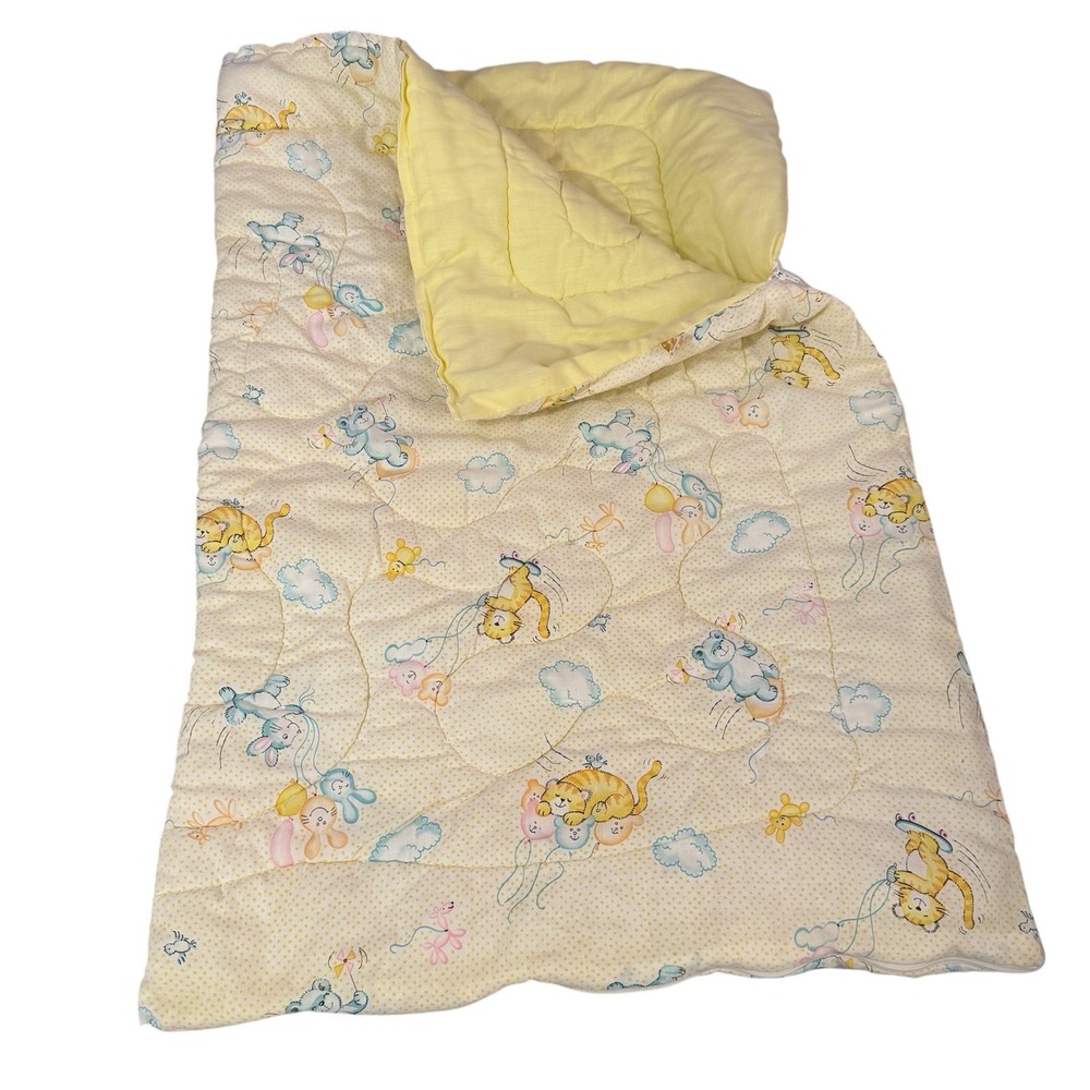 Vintage Dundee Baby Comforter Quilt Blanket Sleeping Sack Yellow Bear Bunny Zip‎
